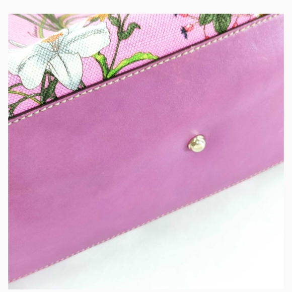 GUCCI Rare Vintage Flora Lesa Pink Tote Bag - Picture 13 of 13